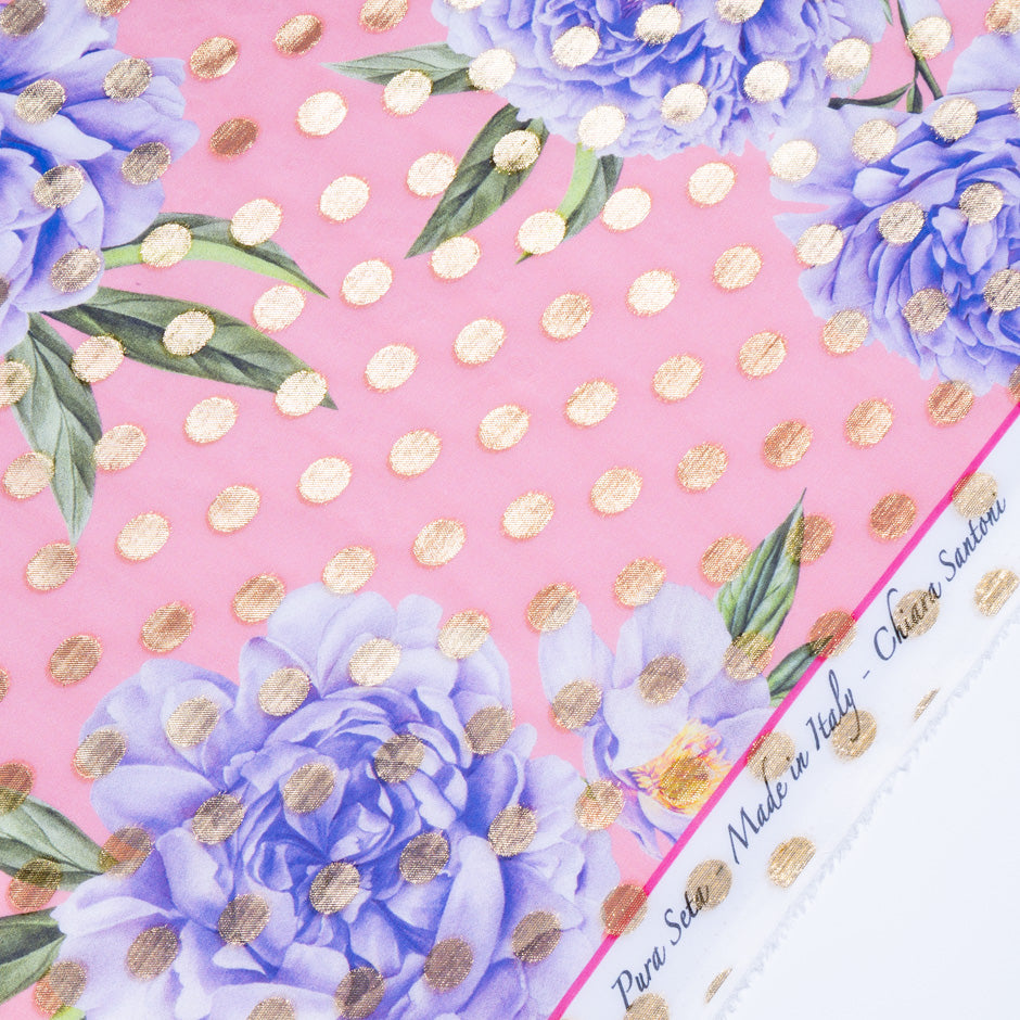 Large Floral Printed Candy Pink Silk Jacquard (A 3m Piece)