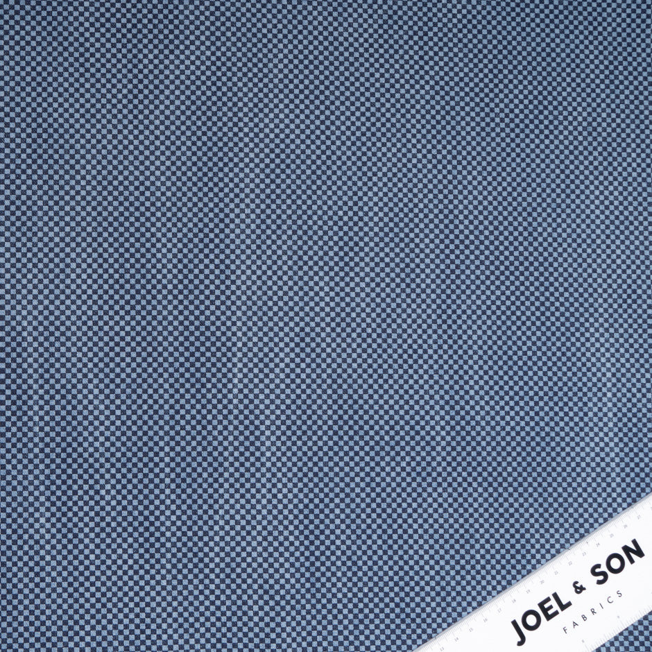 Mini Check Printed Stretch Cotton Denim