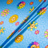 'Happy Flower' Printed Sky Blue Silk Satin