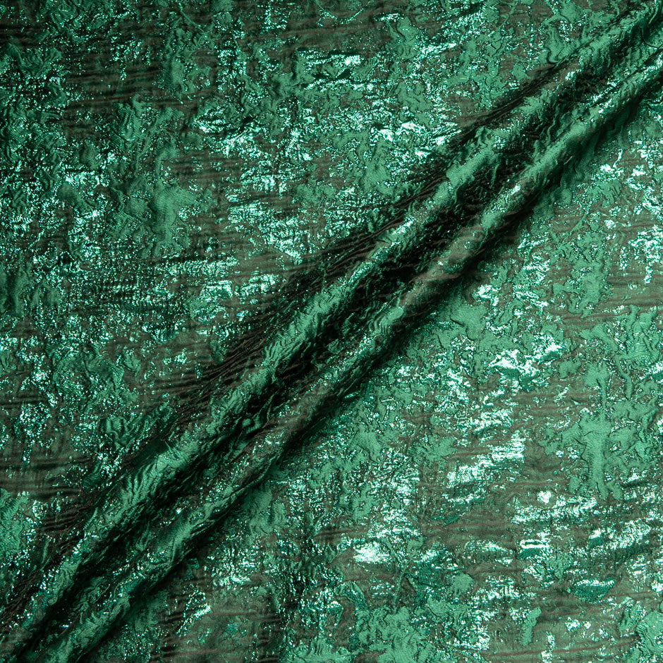 Green Metallic Silk Blend Cloqué