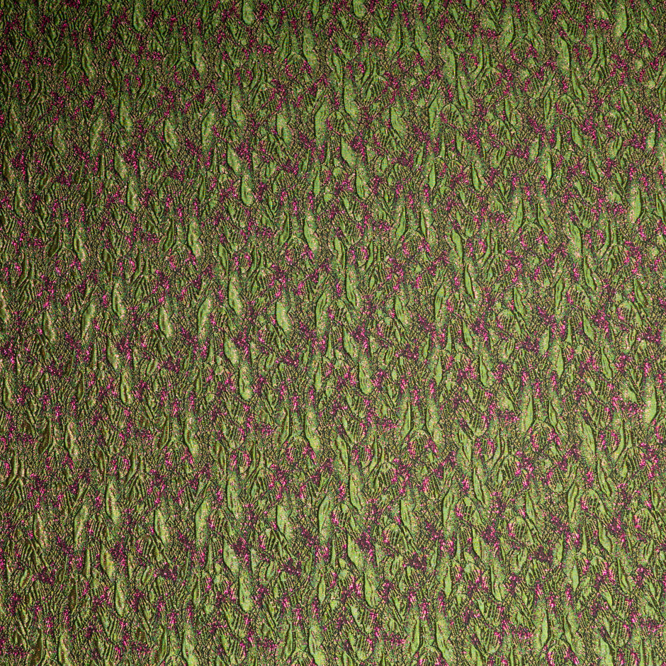 Magenta Pink & Green Metallic Cloqué