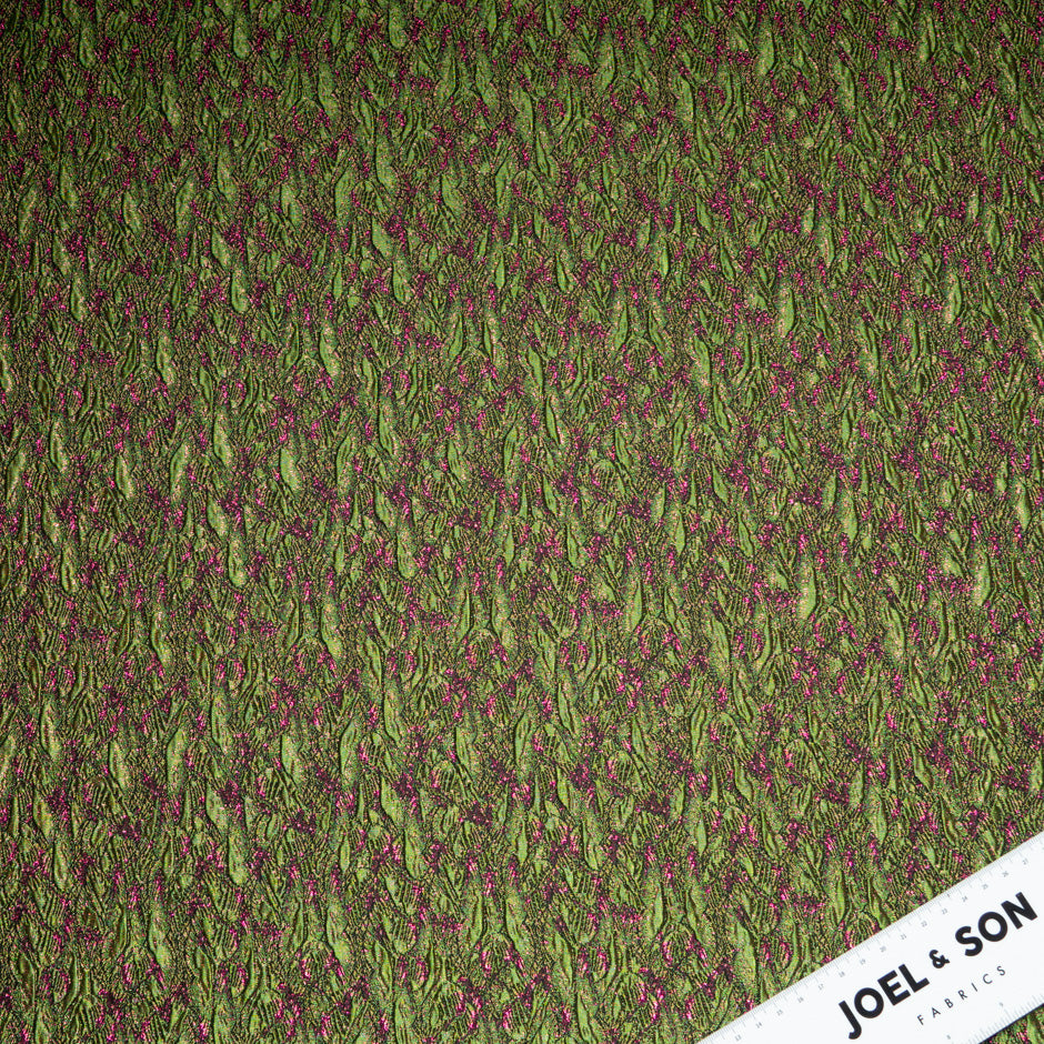 Magenta Pink & Green Metallic Cloqué