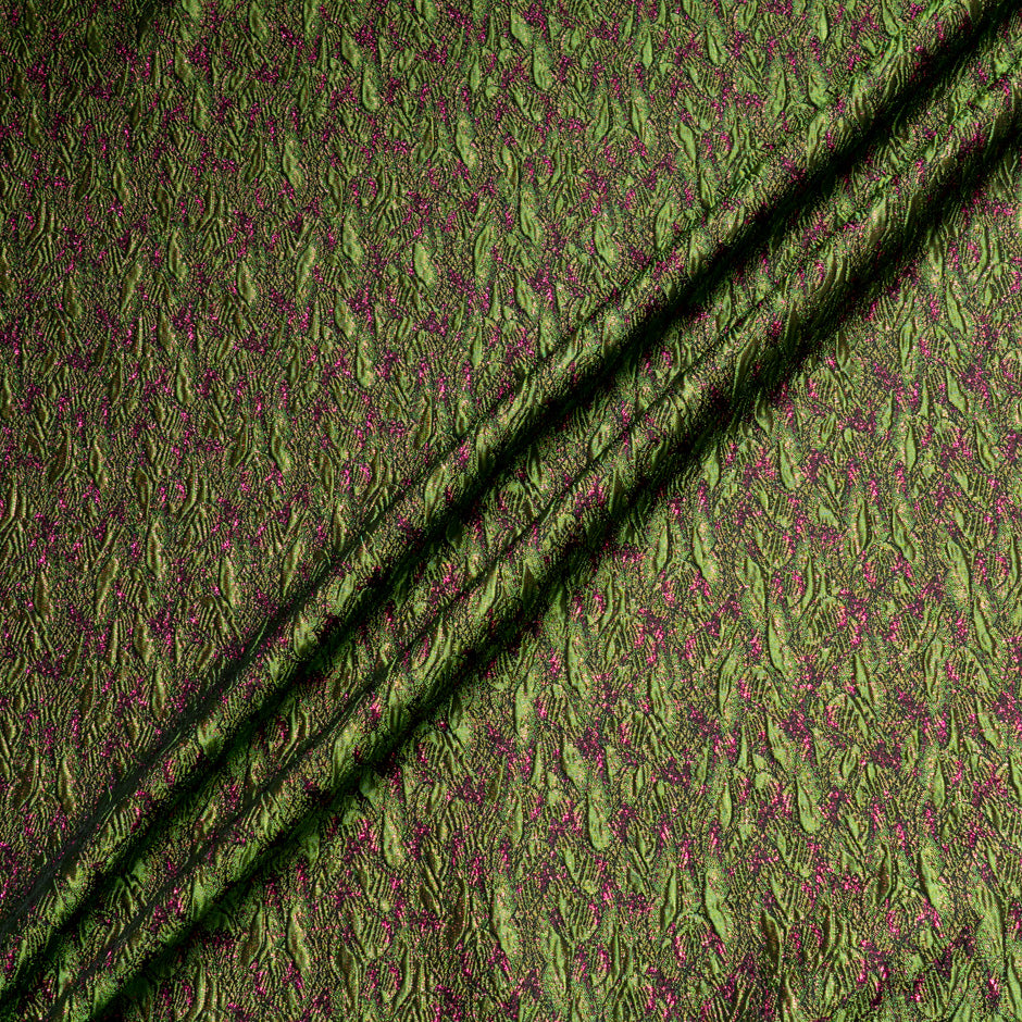 Magenta Pink & Green Metallic Cloqué