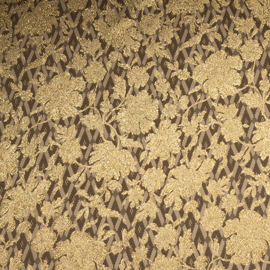 Rich Gold Floral Metallic Brown Cloqué
