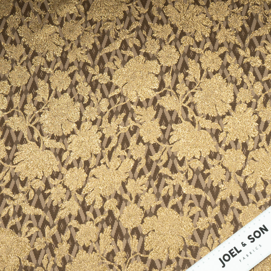 Rich Gold Floral Metallic Brown Cloqué