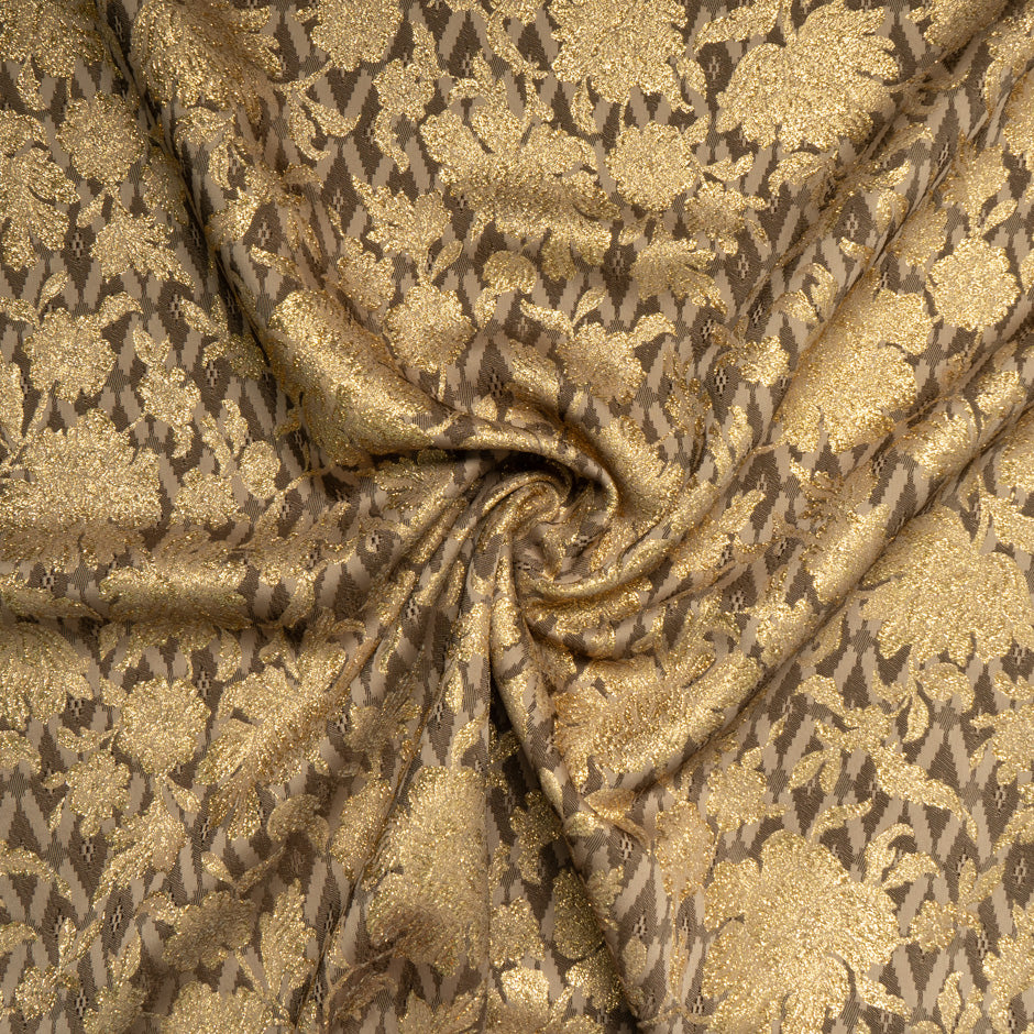 Rich Gold Floral Metallic Brown Cloqué