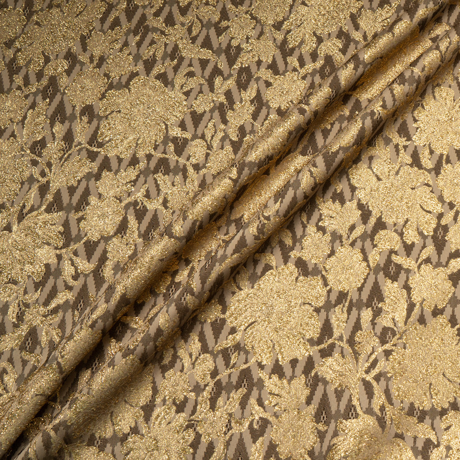 Rich Gold Floral Metallic Brown Cloqué
