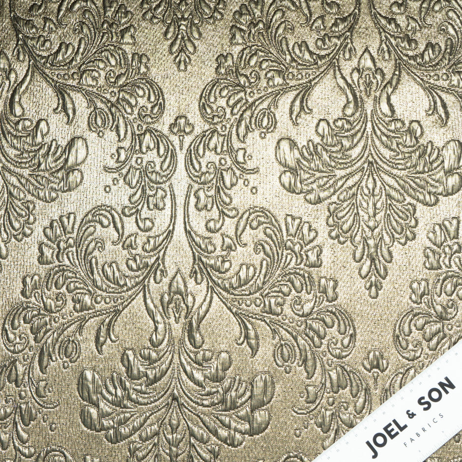 Dark Gold Patterned Metallic Cloqué