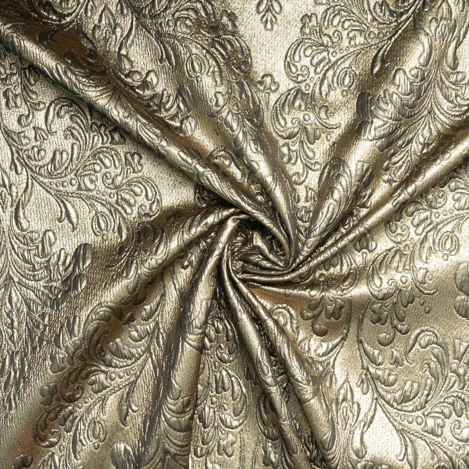 Dark Gold Patterned Metallic Cloqué