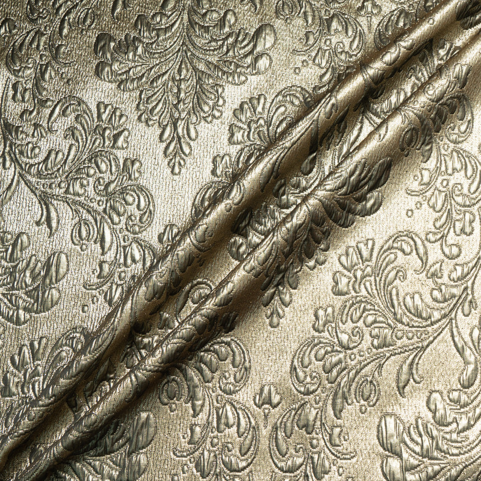 Dark Gold Patterned Metallic Cloqué