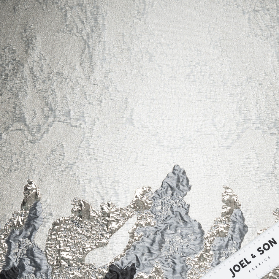 Grey & Silver Metallic Abstract Cloqué