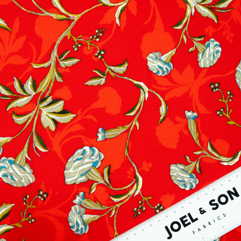 Pink & Purple Floral Printed Merino Wool