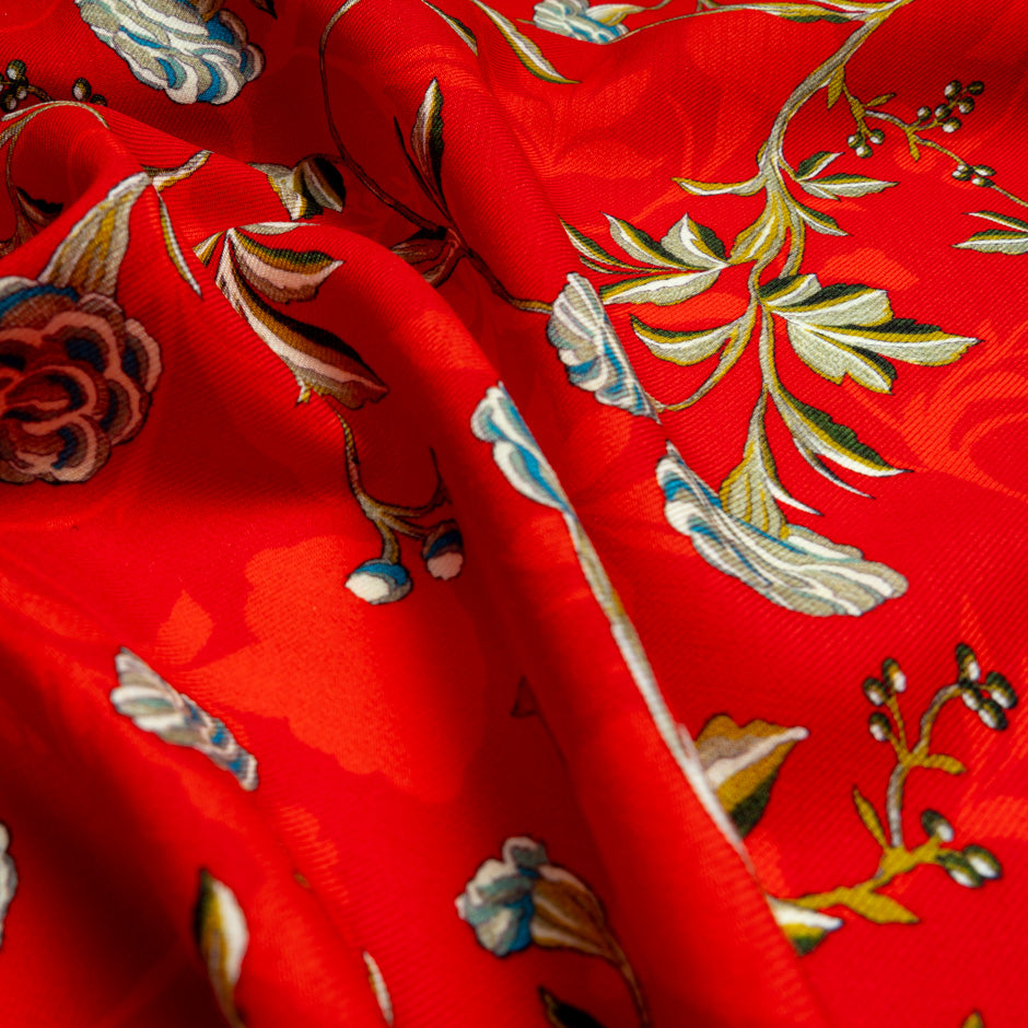 Pink & Purple Floral Printed Merino Wool