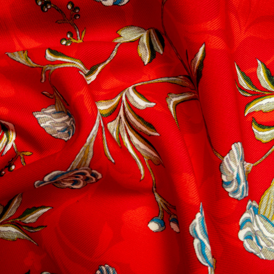 Pink & Purple Floral Printed Merino Wool