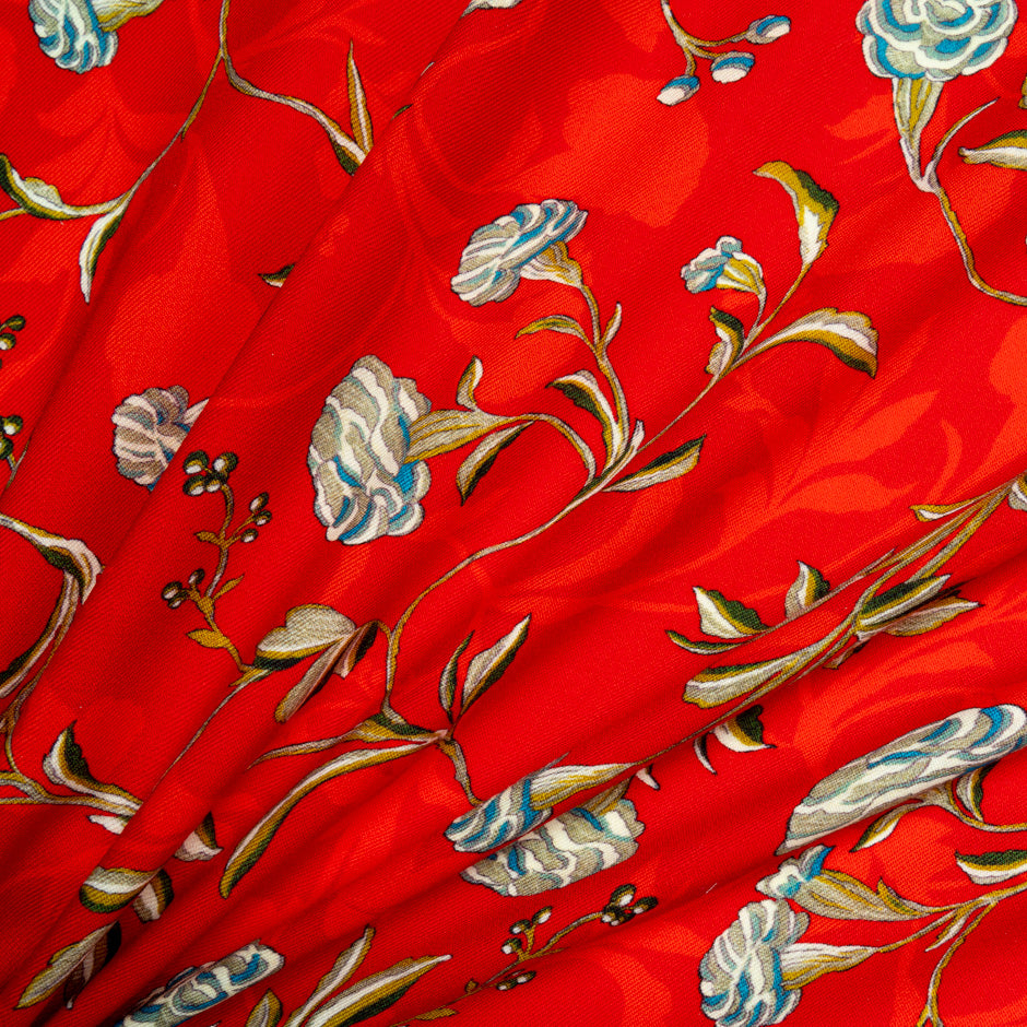 Pink & Purple Floral Printed Merino Wool