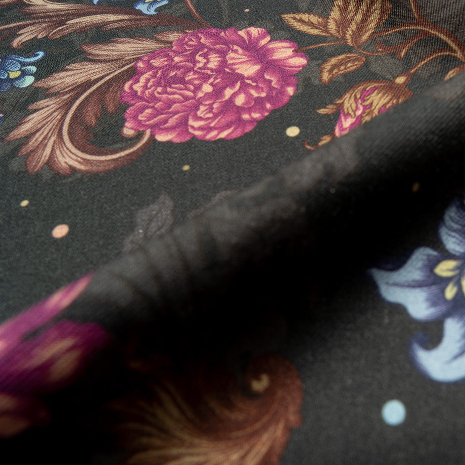 Magenta Floral Printed Merino Wool
