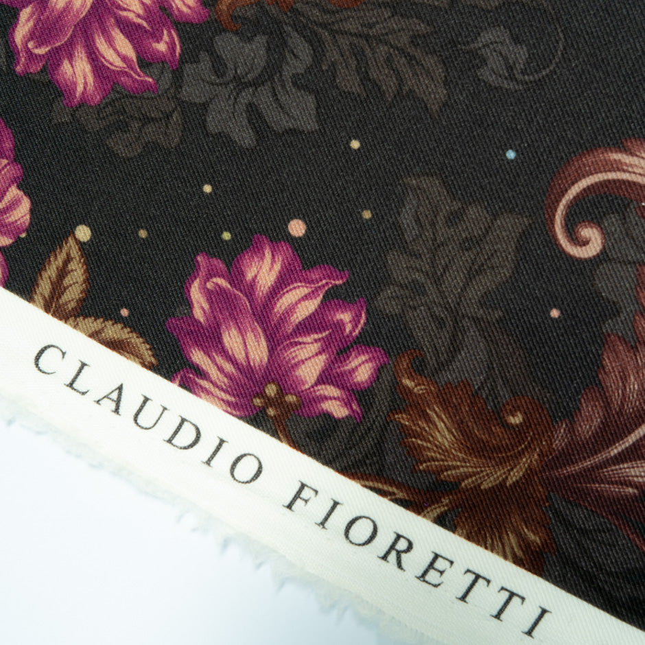 Magenta Floral Printed Merino Wool