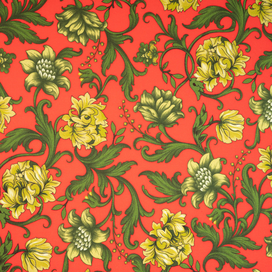 Pink & Purple Floral Printed Blue Merino Wool