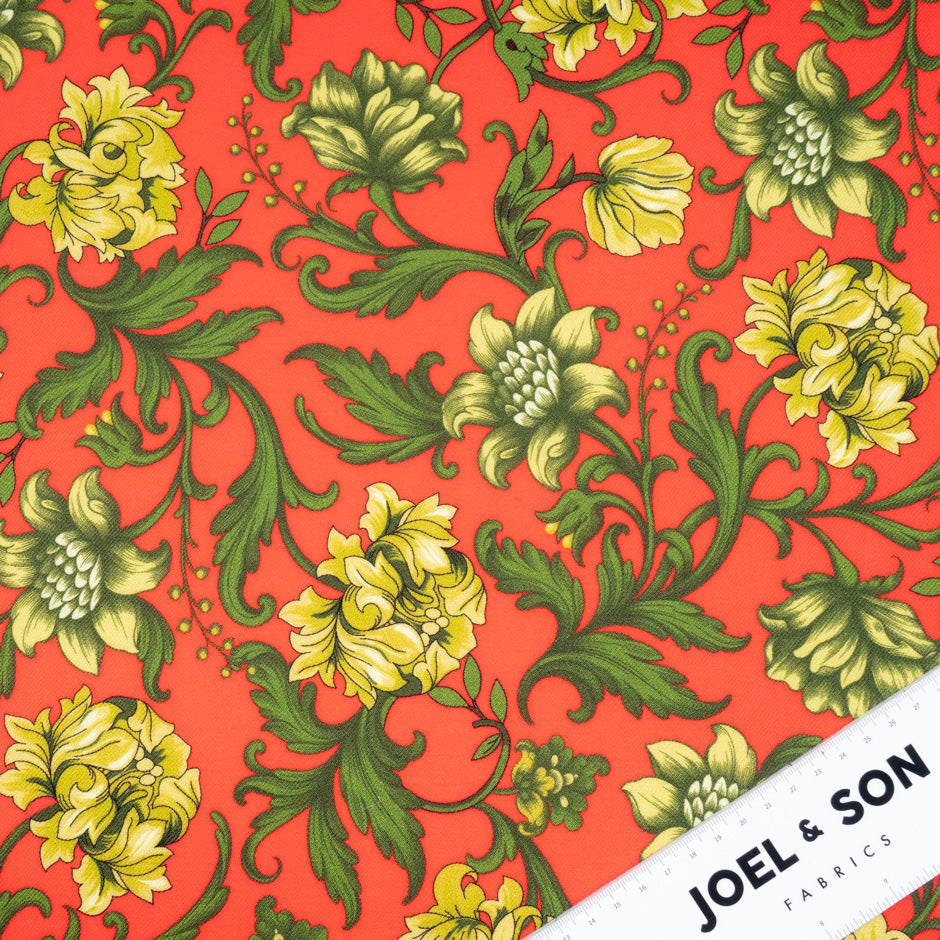 Pink & Purple Floral Printed Blue Merino Wool