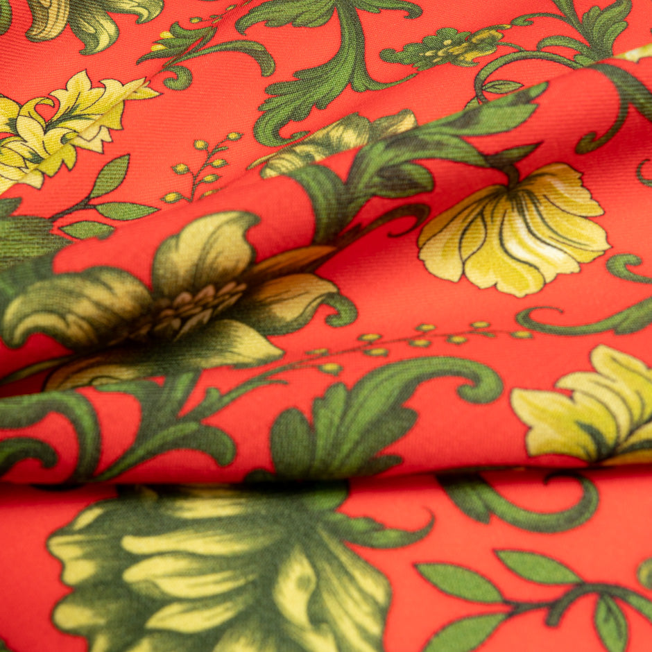 Pink & Purple Floral Printed Blue Merino Wool