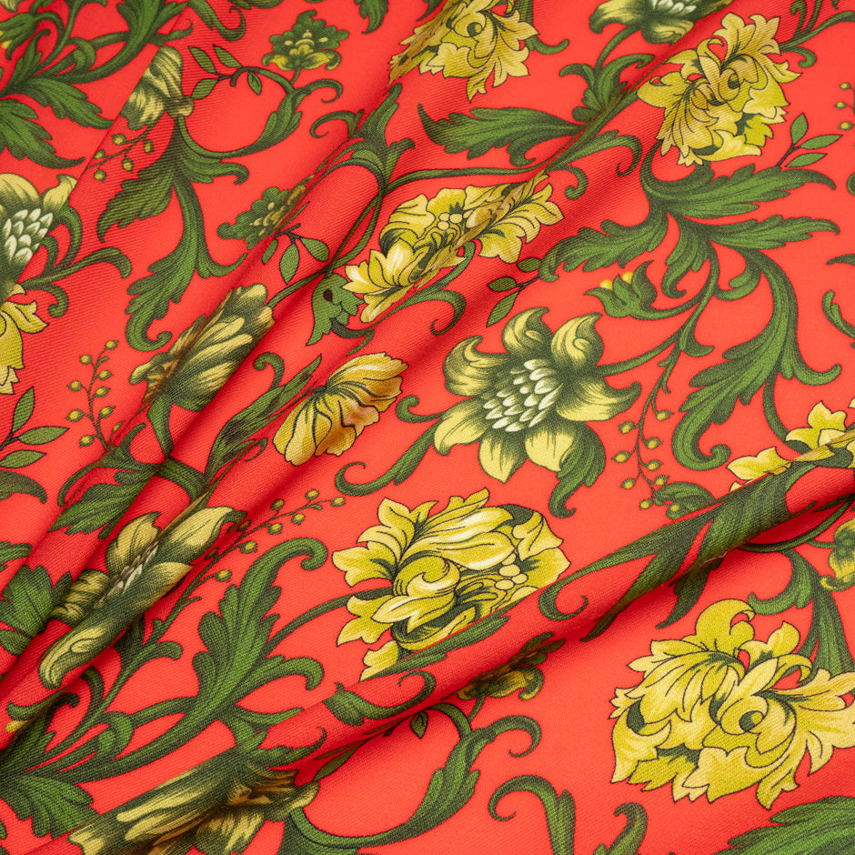 Pink & Purple Floral Printed Blue Merino Wool