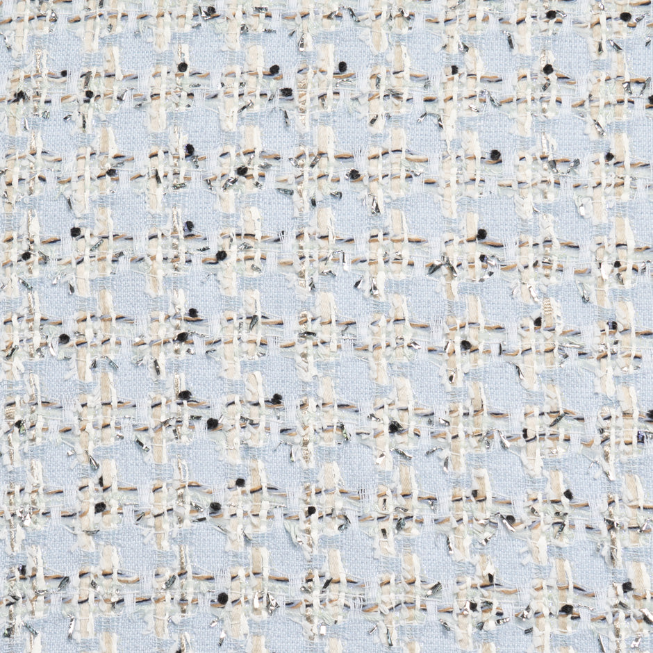 Baby Blue & Ivory Cotton Blend Metallic Bouclé
