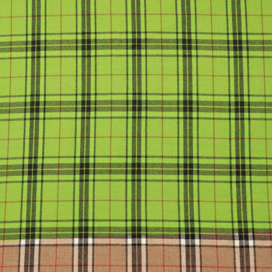 Lime Green & Beige Pure Wool Tartan