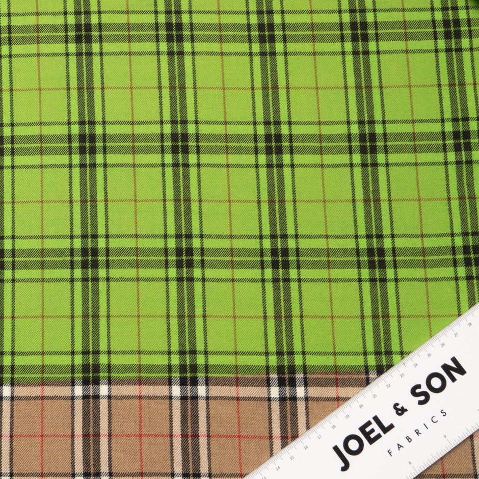 Lime Green & Beige Pure Wool Tartan