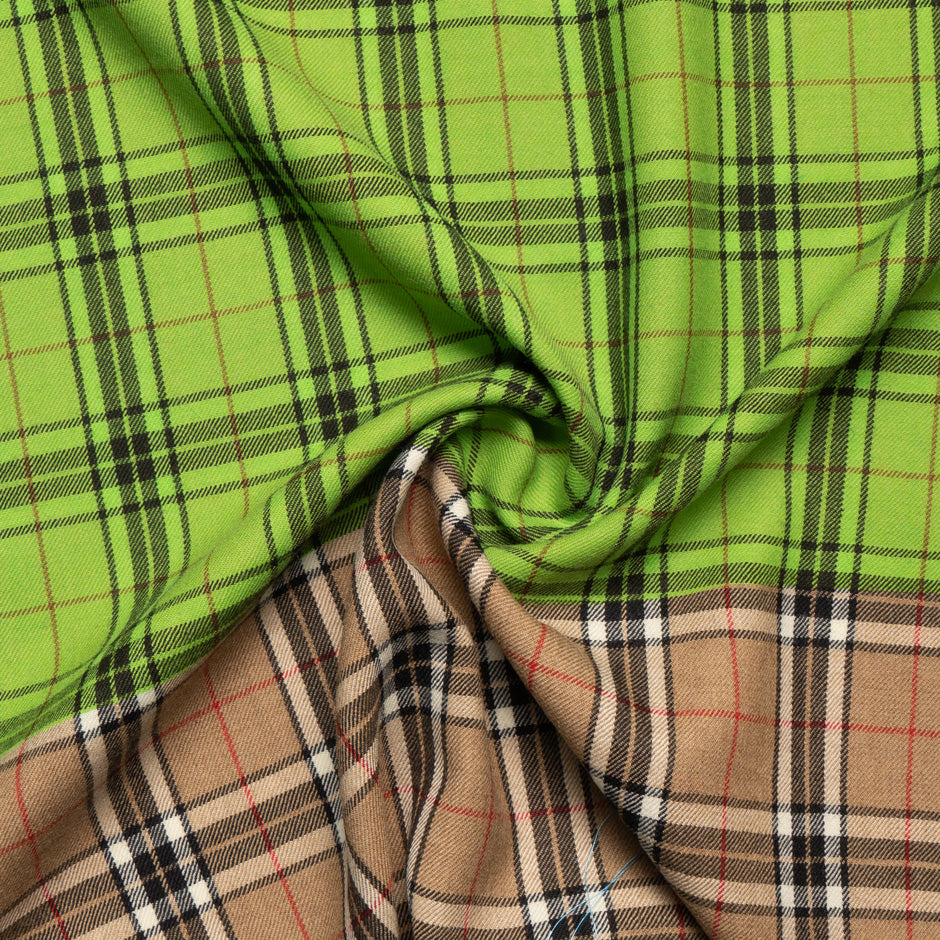 Lime Green & Beige Pure Wool Tartan