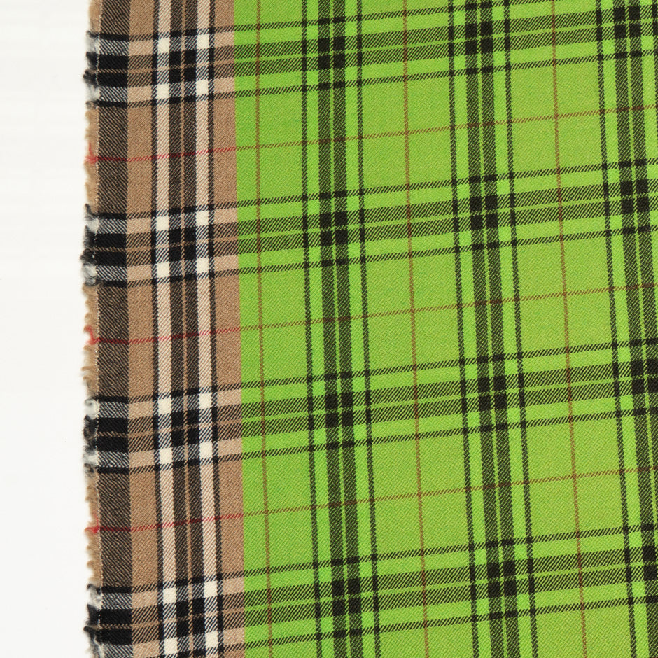 Lime Green & Beige Pure Wool Tartan