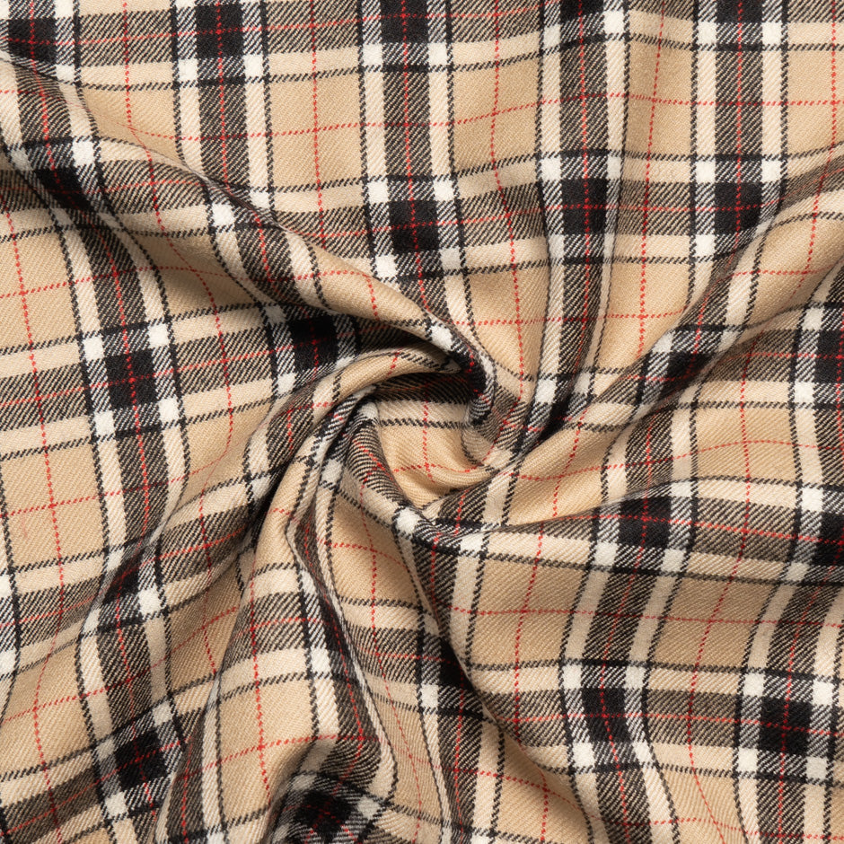 Red, Black, Beige Pure Wool Tartan