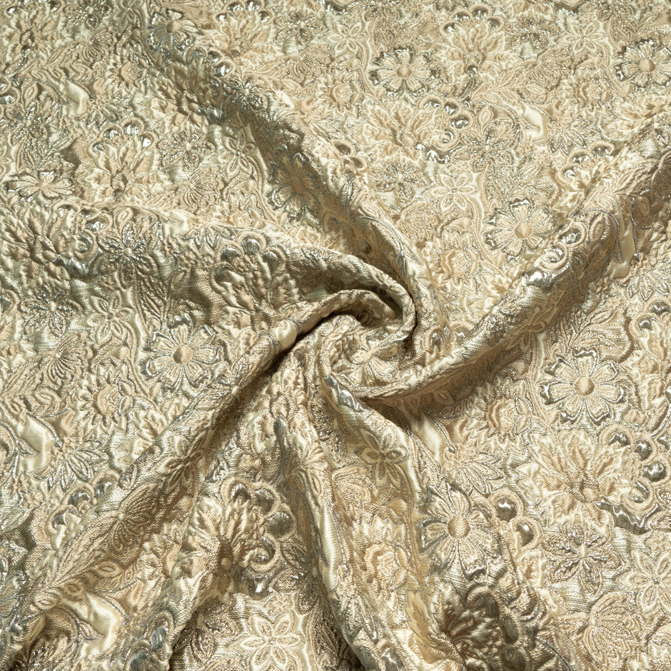 Gold Floral Metallic Cloqué