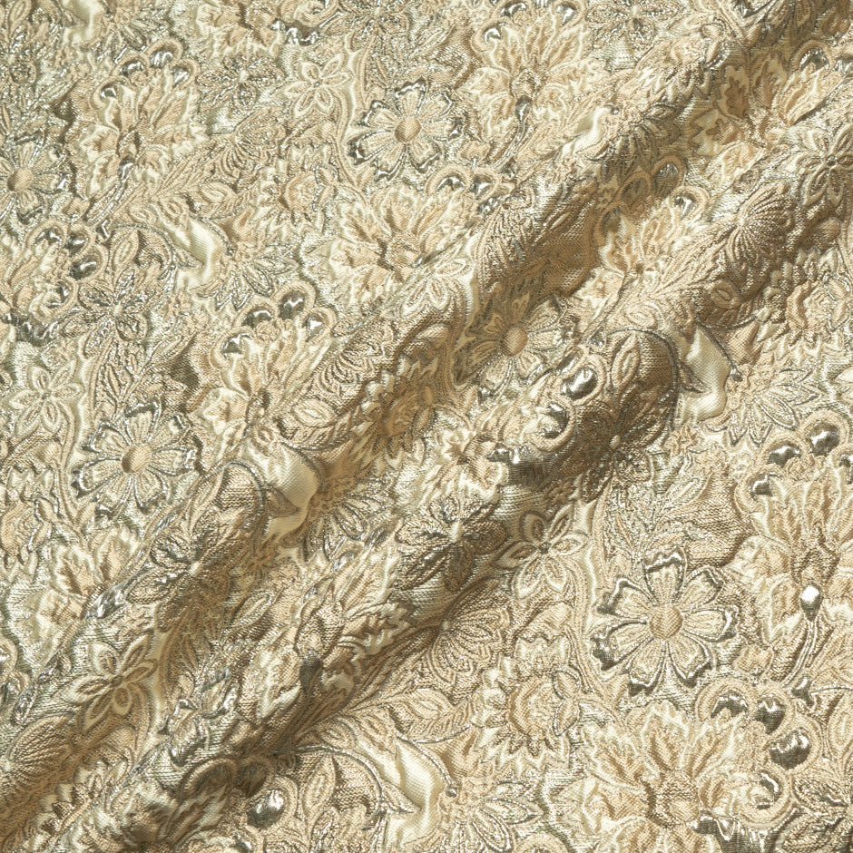 Gold Floral Metallic Cloqué