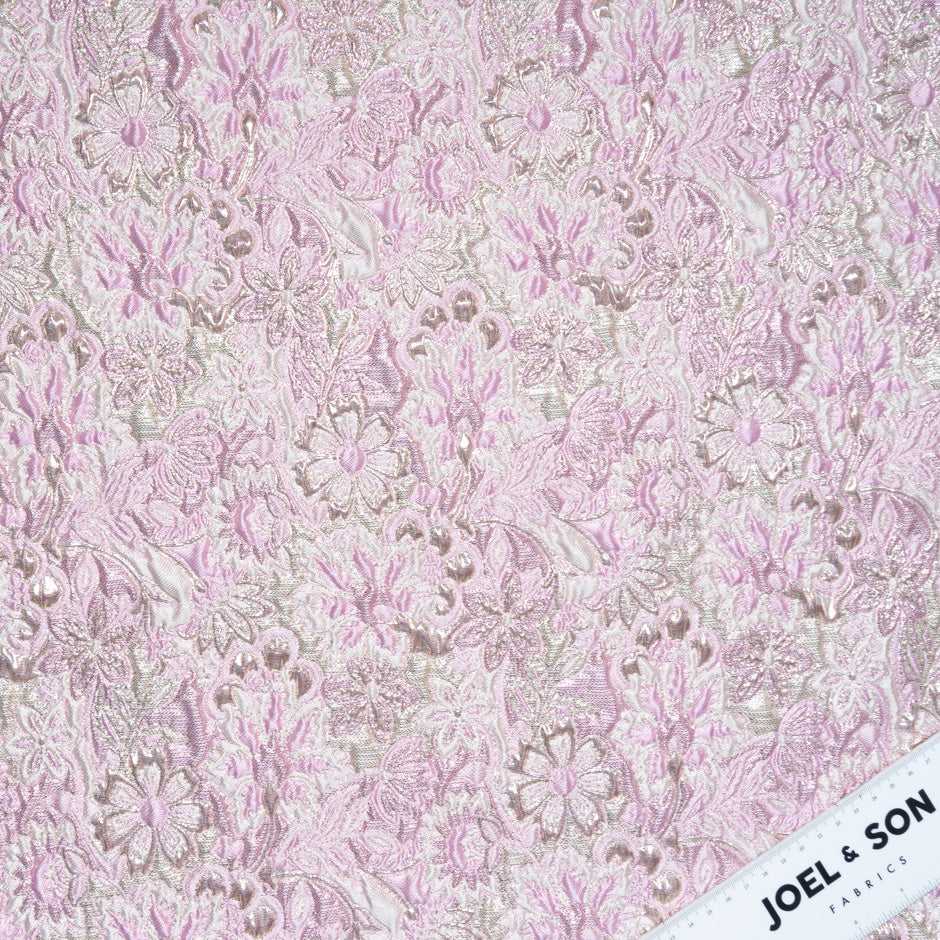 Baby Pink & Gold Floral Metallic Cloqué