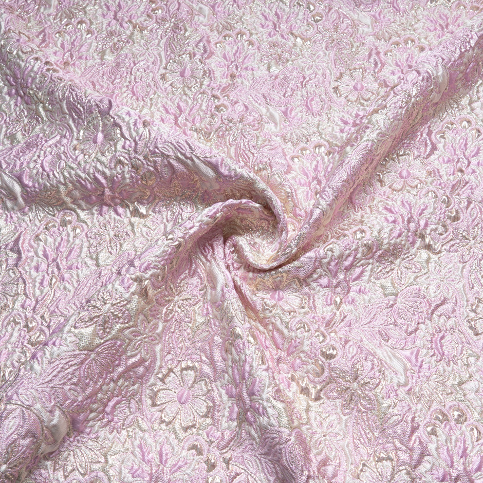 Baby Pink & Gold Floral Metallic Cloqué