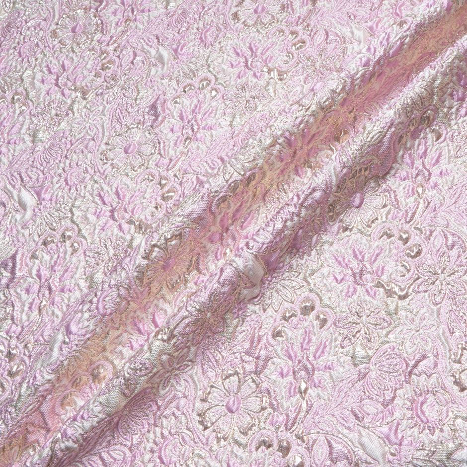 Baby Pink & Gold Floral Metallic Cloqué