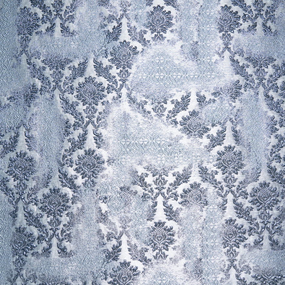 Ink Blue Metallic Patterned Cloqué