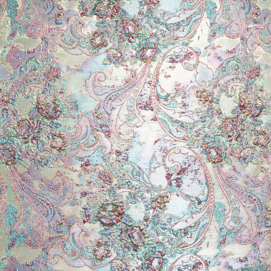 Multi-Coloured Abstract Paisley Metallic Cloqué