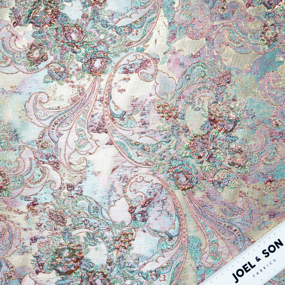 Multi-Coloured Abstract Paisley Metallic Cloqué