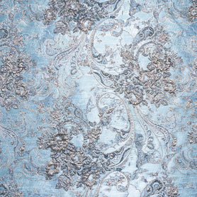 Blue Abstract Paisley Metallic Cloqué