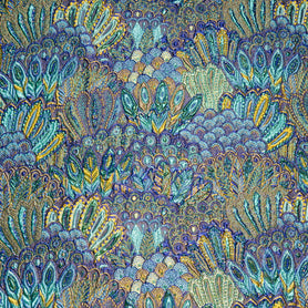 Multi-Coloured Abstract 'Peacock' Metallic Cloqué