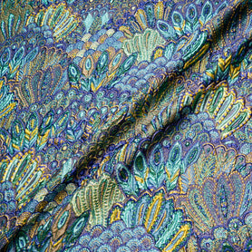 Multi-Coloured Abstract 'Peacock' Metallic Cloqué
