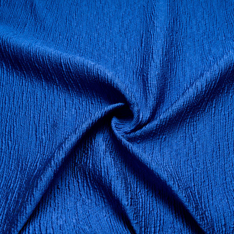 Royal Blue Crinkled Metallic Cloqué