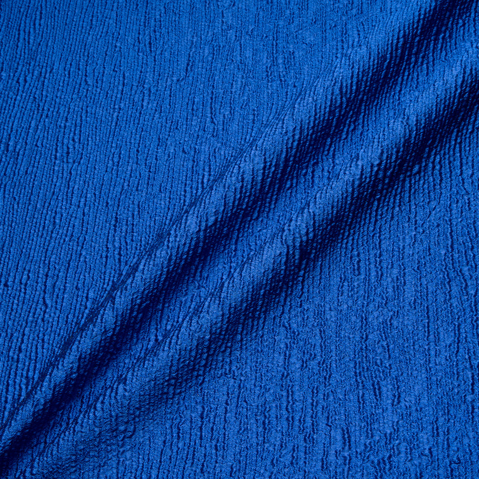 Royal Blue Crinkled Metallic Cloqué