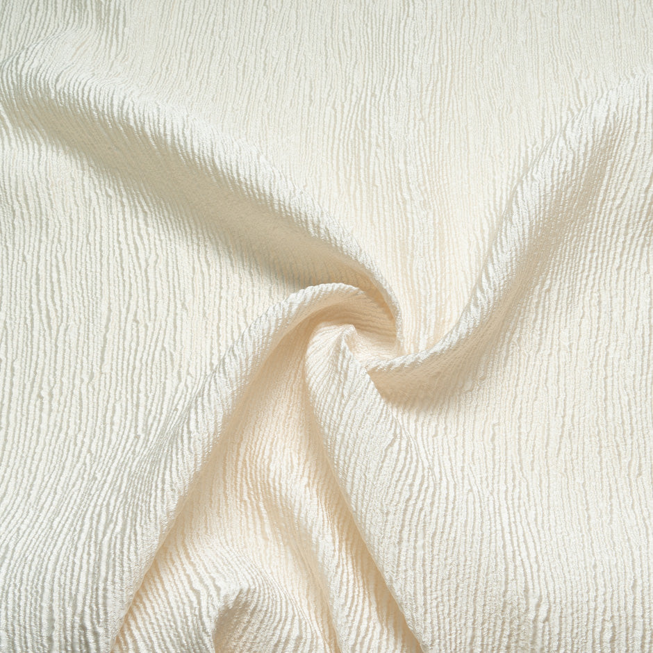 Ivory Microfibre Crinkled Metallic Cloqué