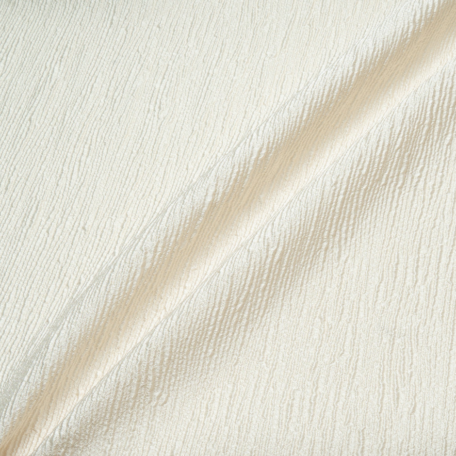 Ivory Microfibre Crinkled Metallic Cloqué