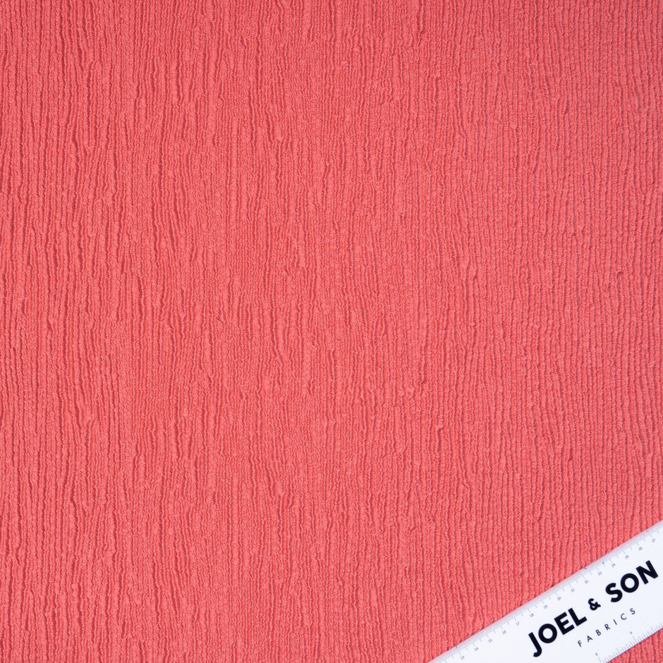Coral Crinkled Metallic Cloqué