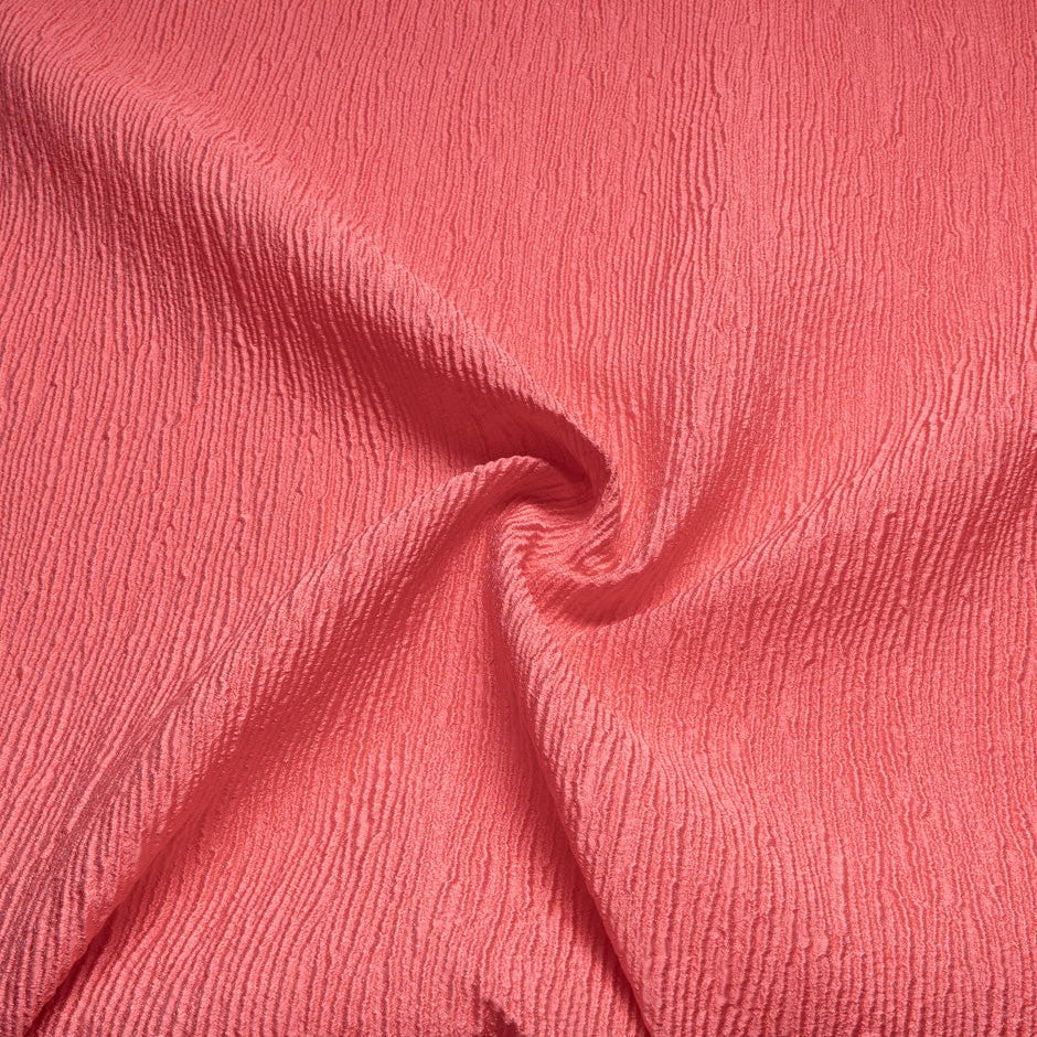 Coral Crinkled Metallic Cloqué