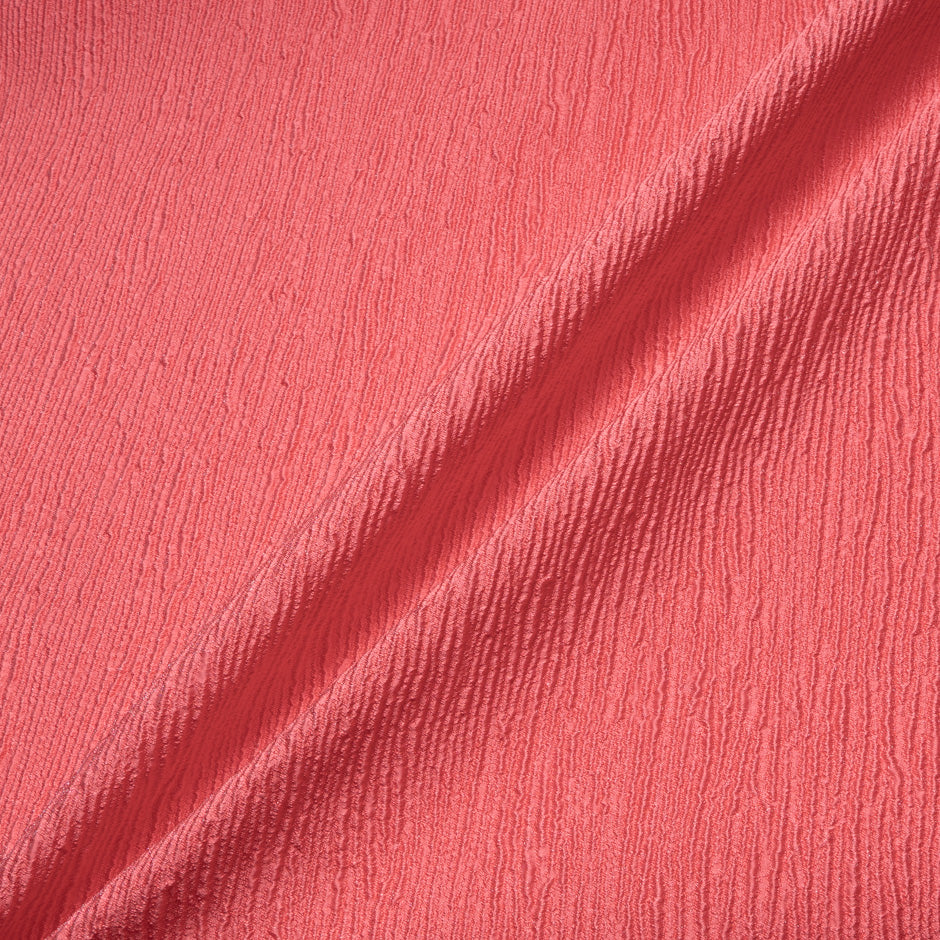 Coral Crinkled Metallic Cloqué