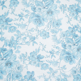 Turquoise Blue Floral Printed Metallic Silk Blend Georgette